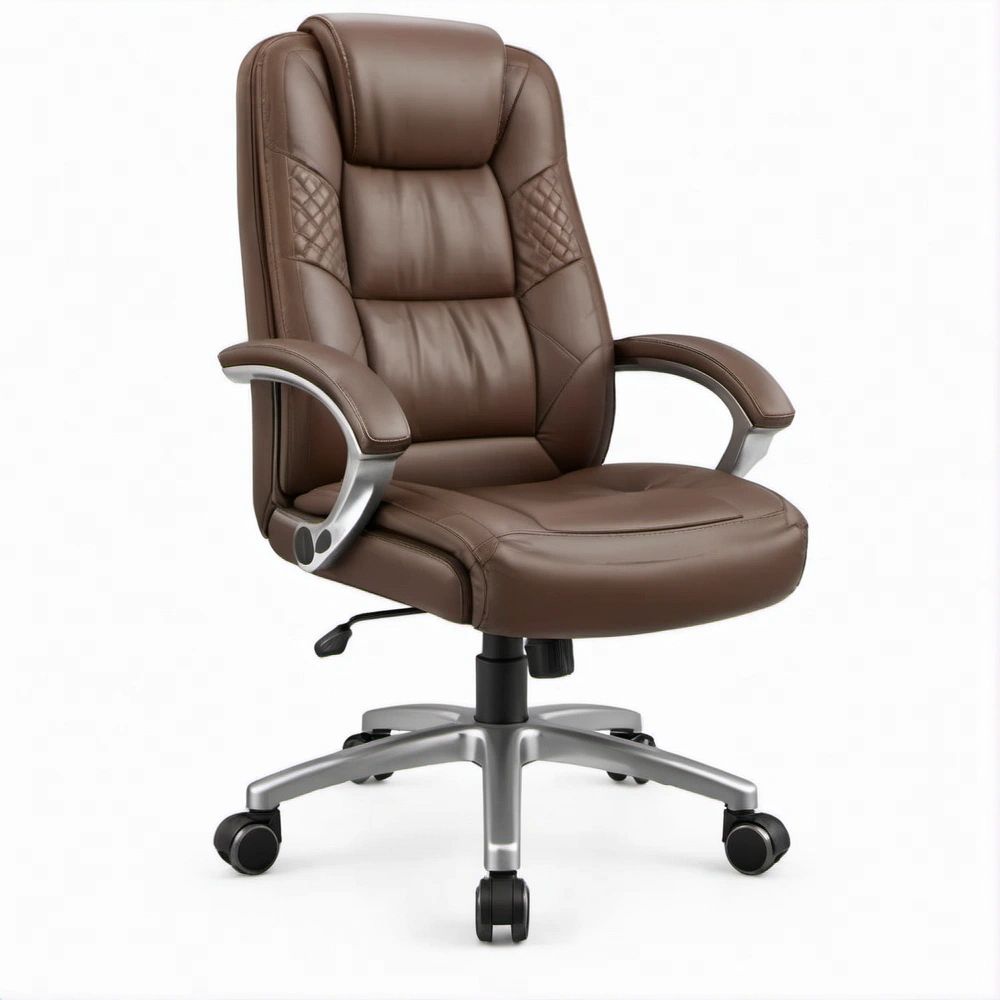 Poltrona da ufficio direzionale ergonomica marrone in pelle sintetica PU, 66 x 70 x 112-122 cm