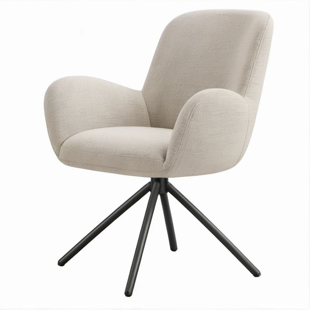 Poltrona girevole beige e nera con braccioli, 63 x 65 x 88 cm