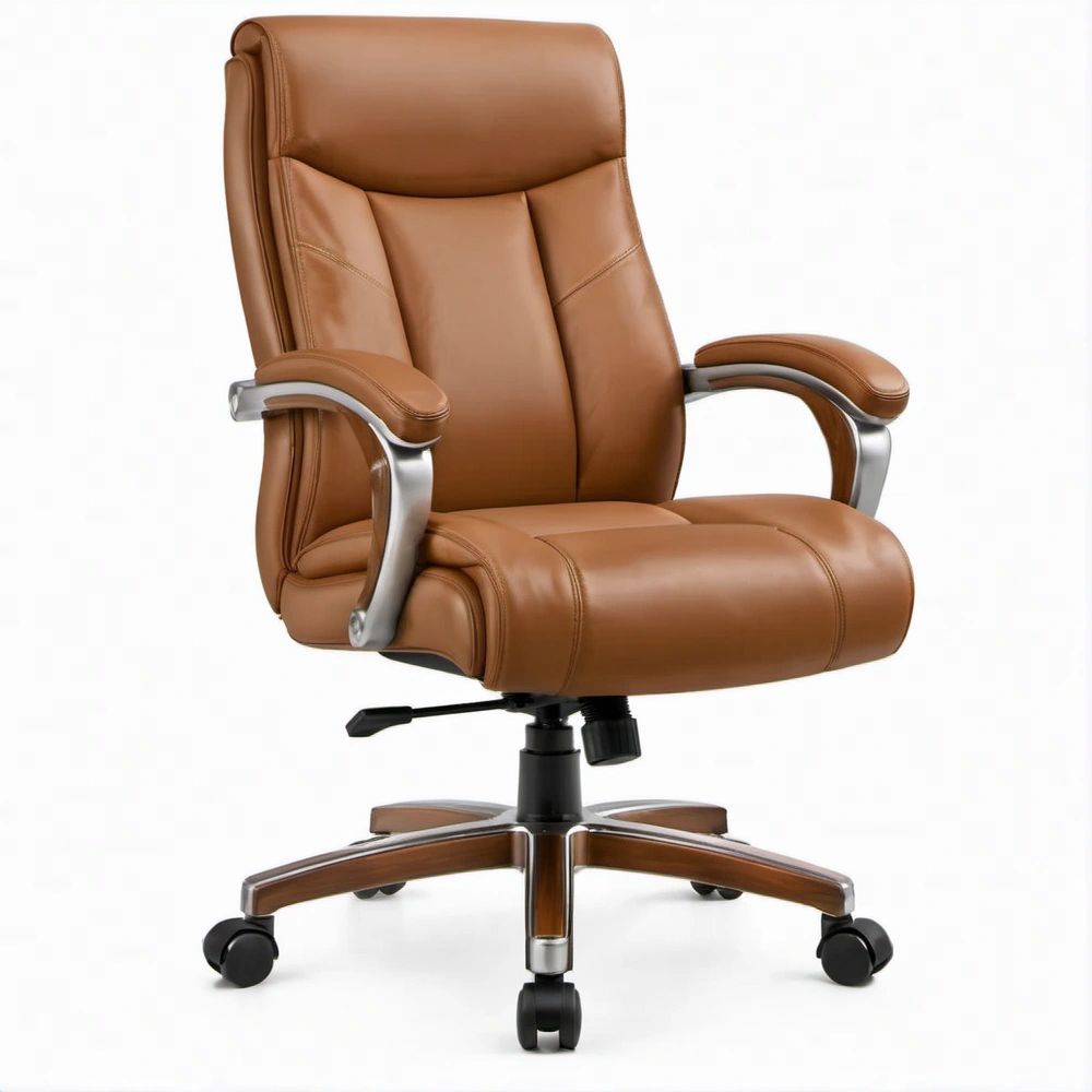 Poltrona direzionale ergonomica marrone in similpelle PU con schienale alto, 70 x 70 x 118-128 cm