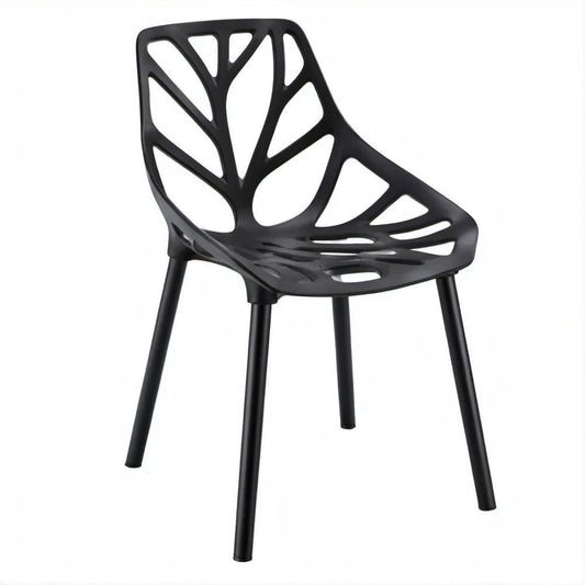 Sedia lounge nera in polipropilene con gambe in acciaio, 52 x 55 x 81 cm